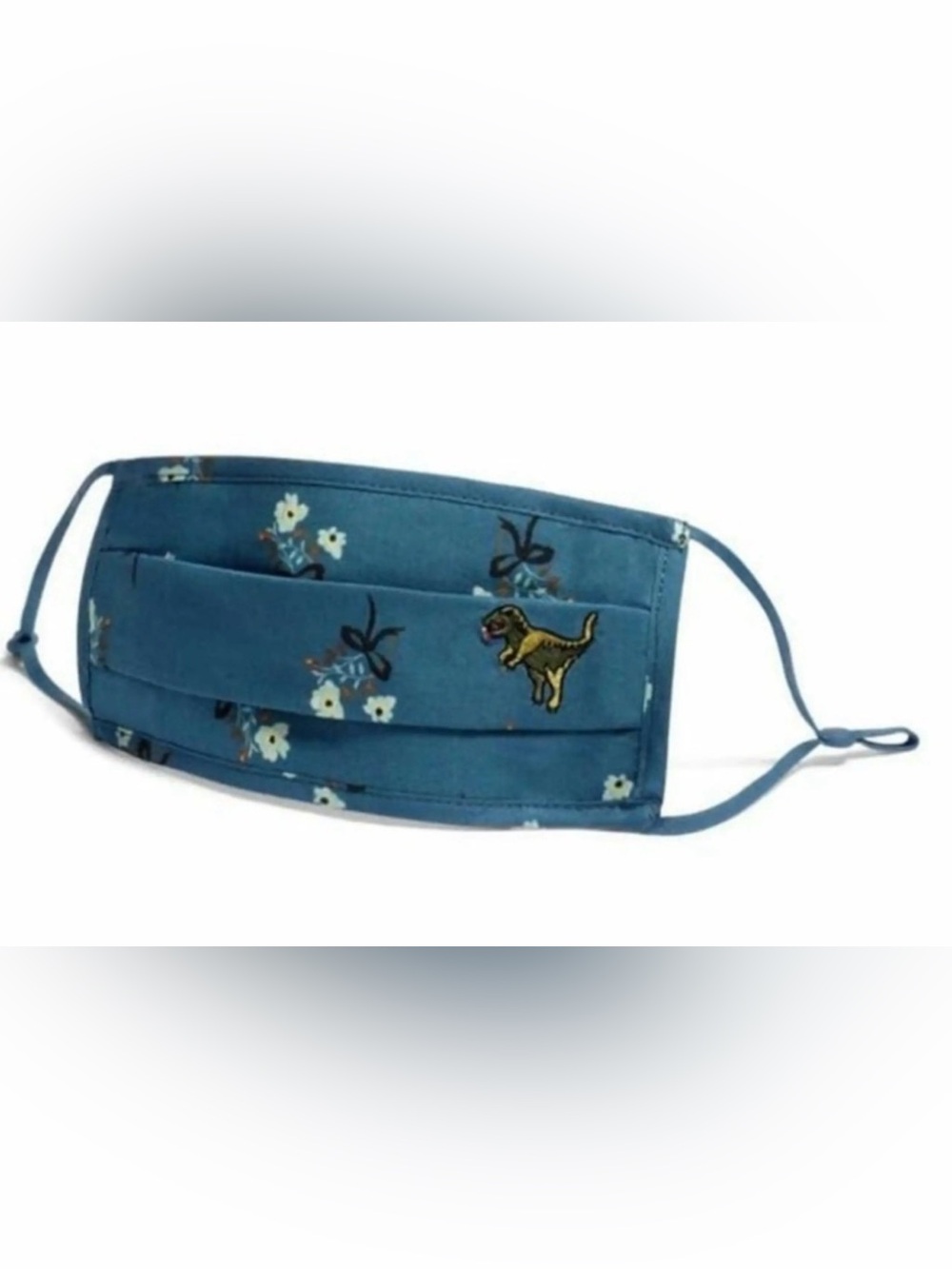 Coach Blue Floral Face Mask with Dinosaur Patch